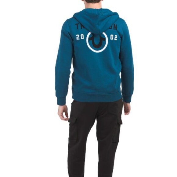 True Religion Men's Fleece Sweatsuit 2 Piece Tracksuit Matching Hoodie Joggers - Picture 3 of 9